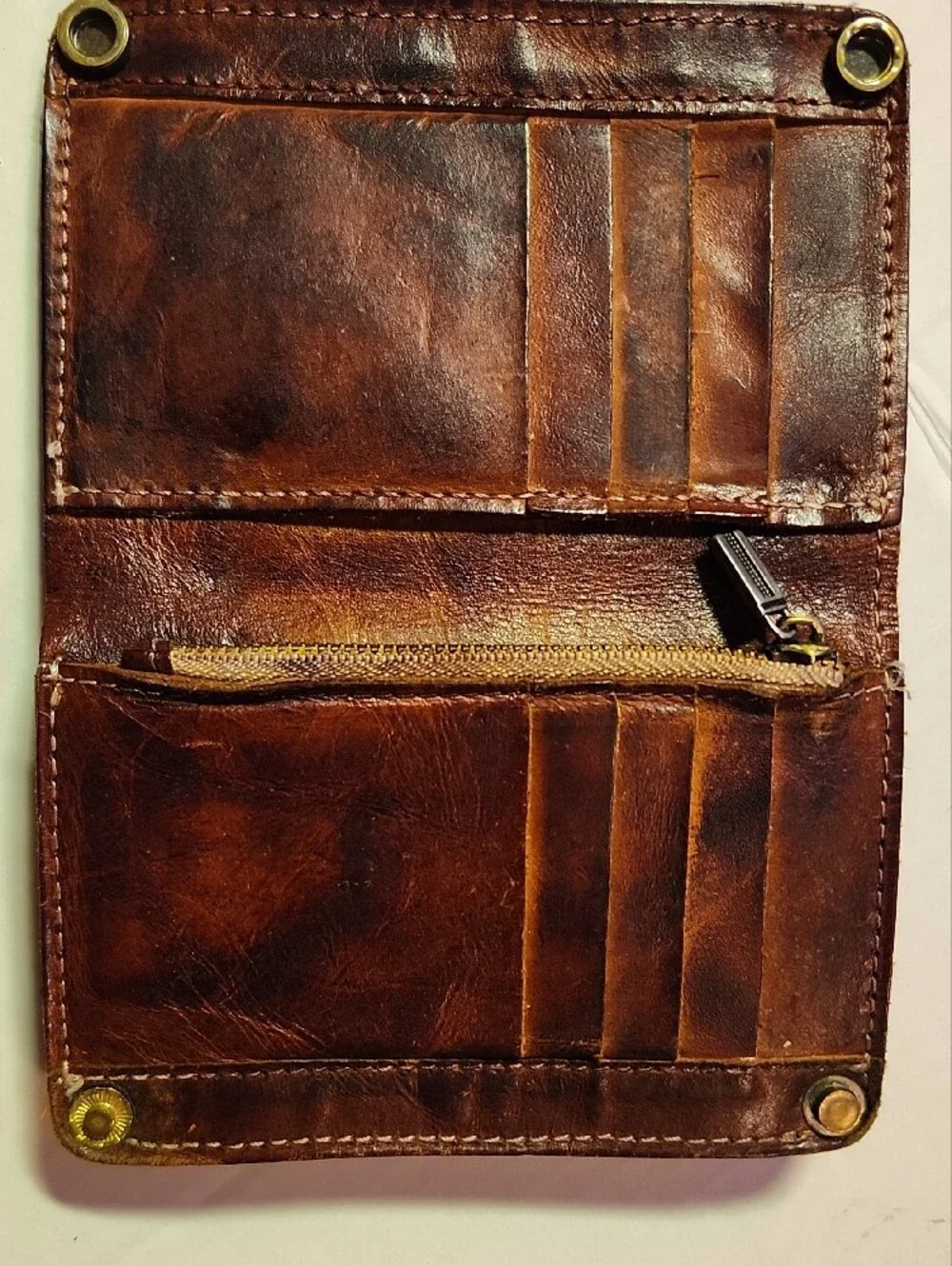 Men's Brown Old School Leather Bifold Wallet - Classic Distressed Finish